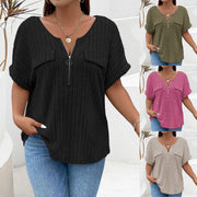 Loose-Fit Zipper Mock-Pocket T-Shirt – Breathable Comfort