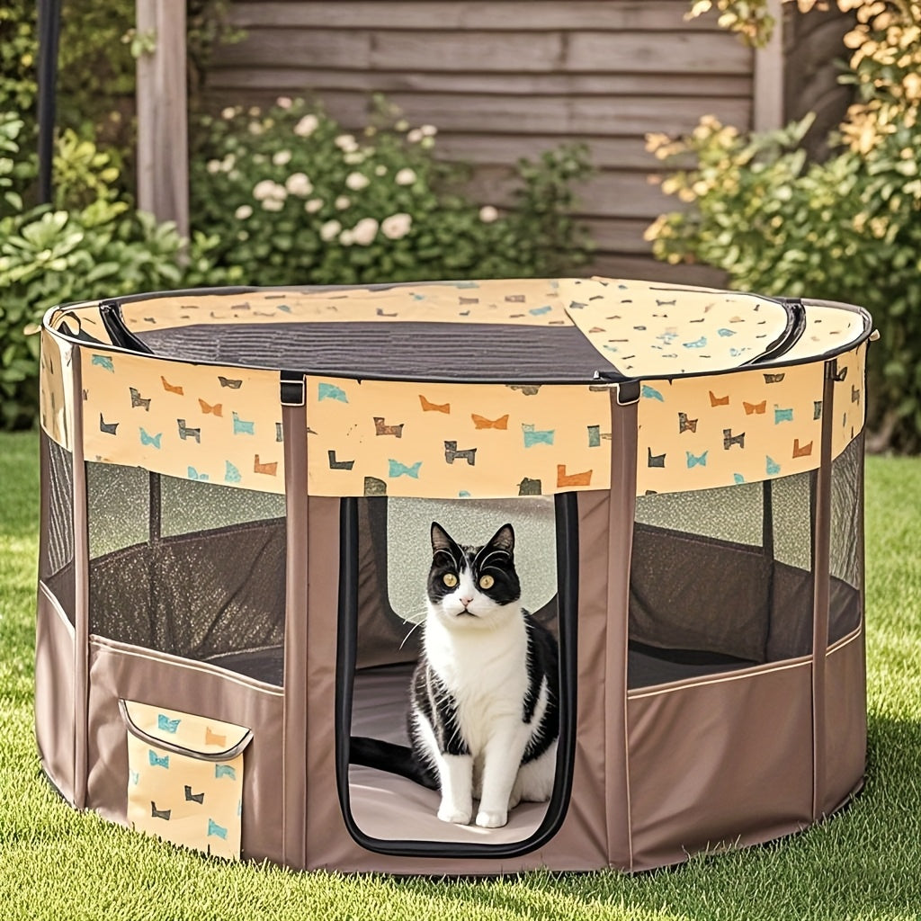 A Round Cage, Portable Foldable Cat And Dog Pet Crate Enclosed Tent For Breeding Boxes Lightweight Ventilated Warm Shelter With Large Space Maternity Nursery Is The Best Christmas Halloween Gift!