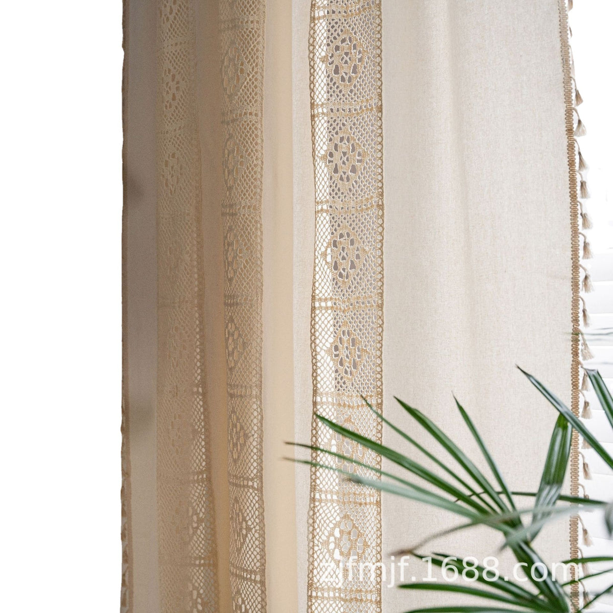 Crochet Plaid Stitching Partition Short Curtain