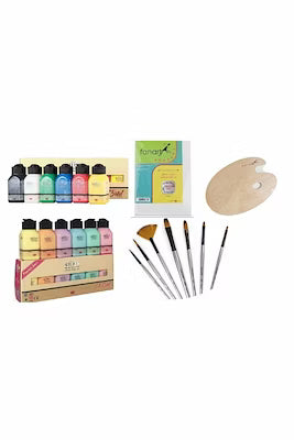 Acrylic paint starter set with brushes and canvas for beginners