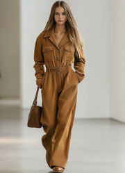 Solid Color Streetwear Utility Overalls