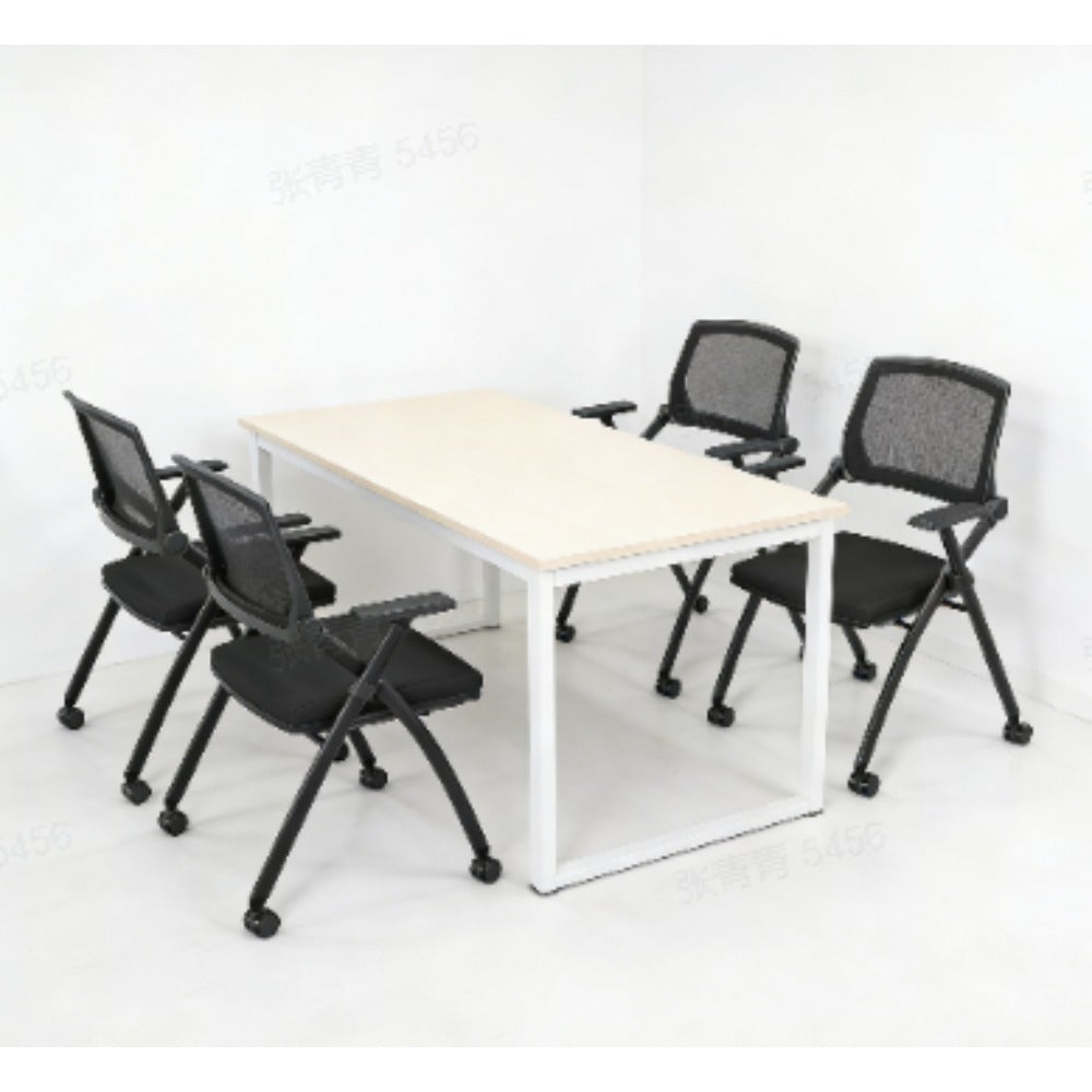 Set of 10 Stackable Folding Conference Room Chairs with Wheels
