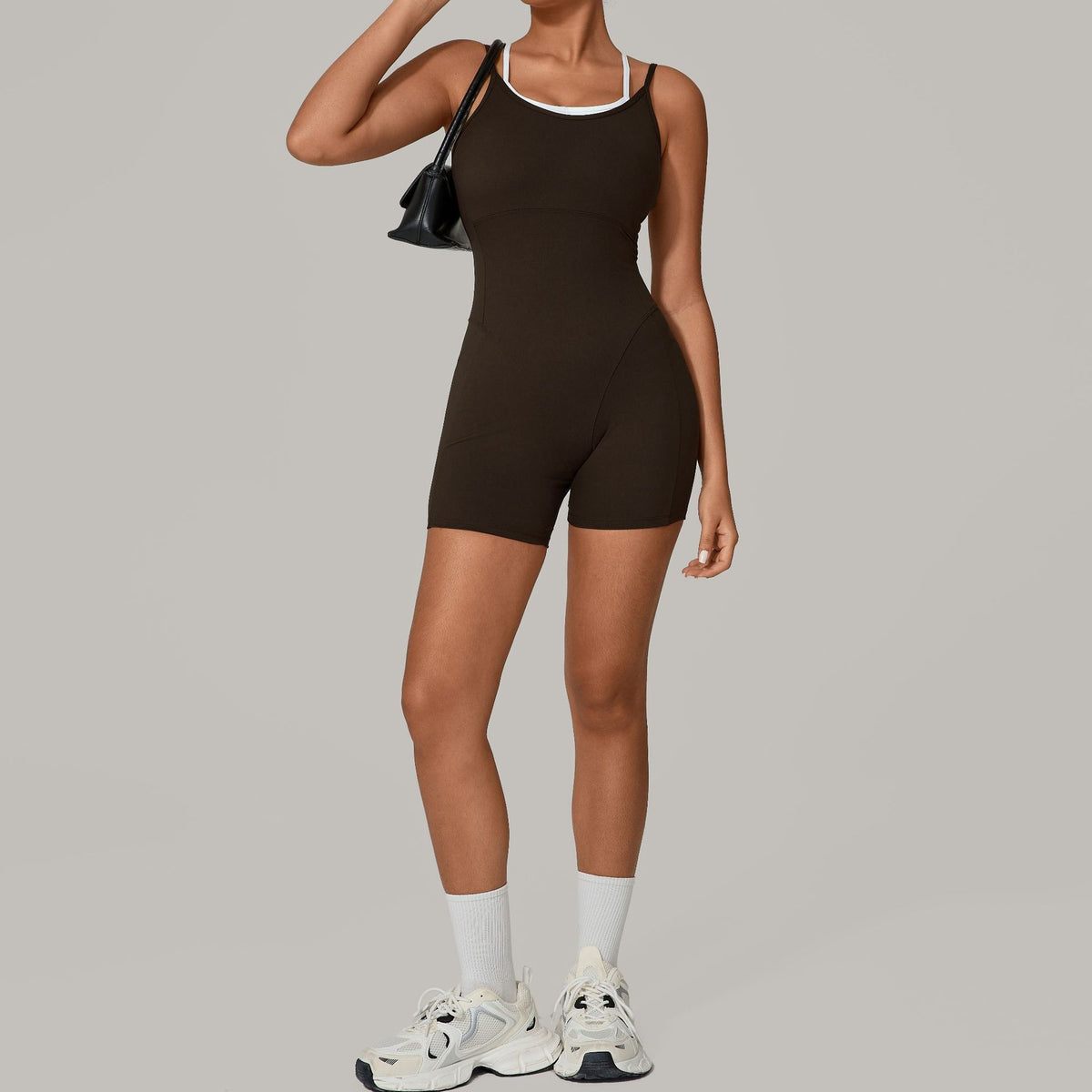 Contrast Color Fake Two-Piece Sports Jumpsuit