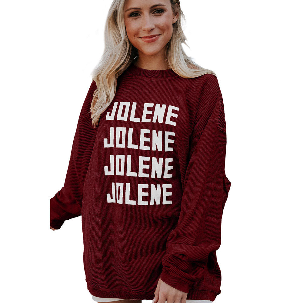 Women's Letter Print Casual Round Neck Pullover Sweater