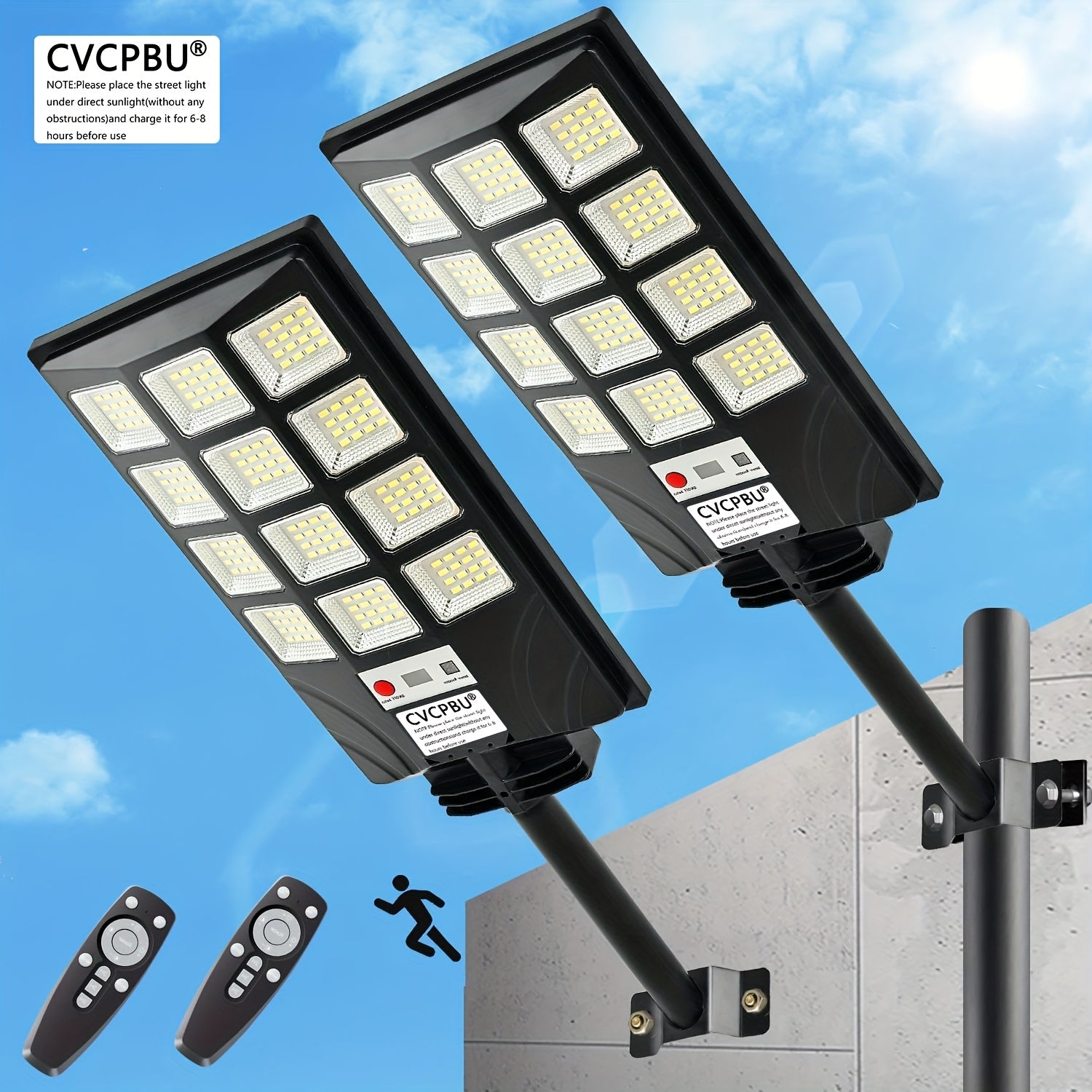 4 Pack/2 Pack Solar Street Light Outdoor 400 LED Lamp Beads, 6500K Waterproof Sensor Solar Flood Light with Remote Control, Commercial Area Parking Lot Night Lighting, Dim to Dawn