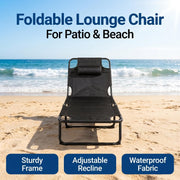Foldable outdoor recliner chair with waterproof fabric