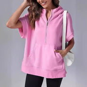Women's Short-Sleeve Hooded Pullover Sweater