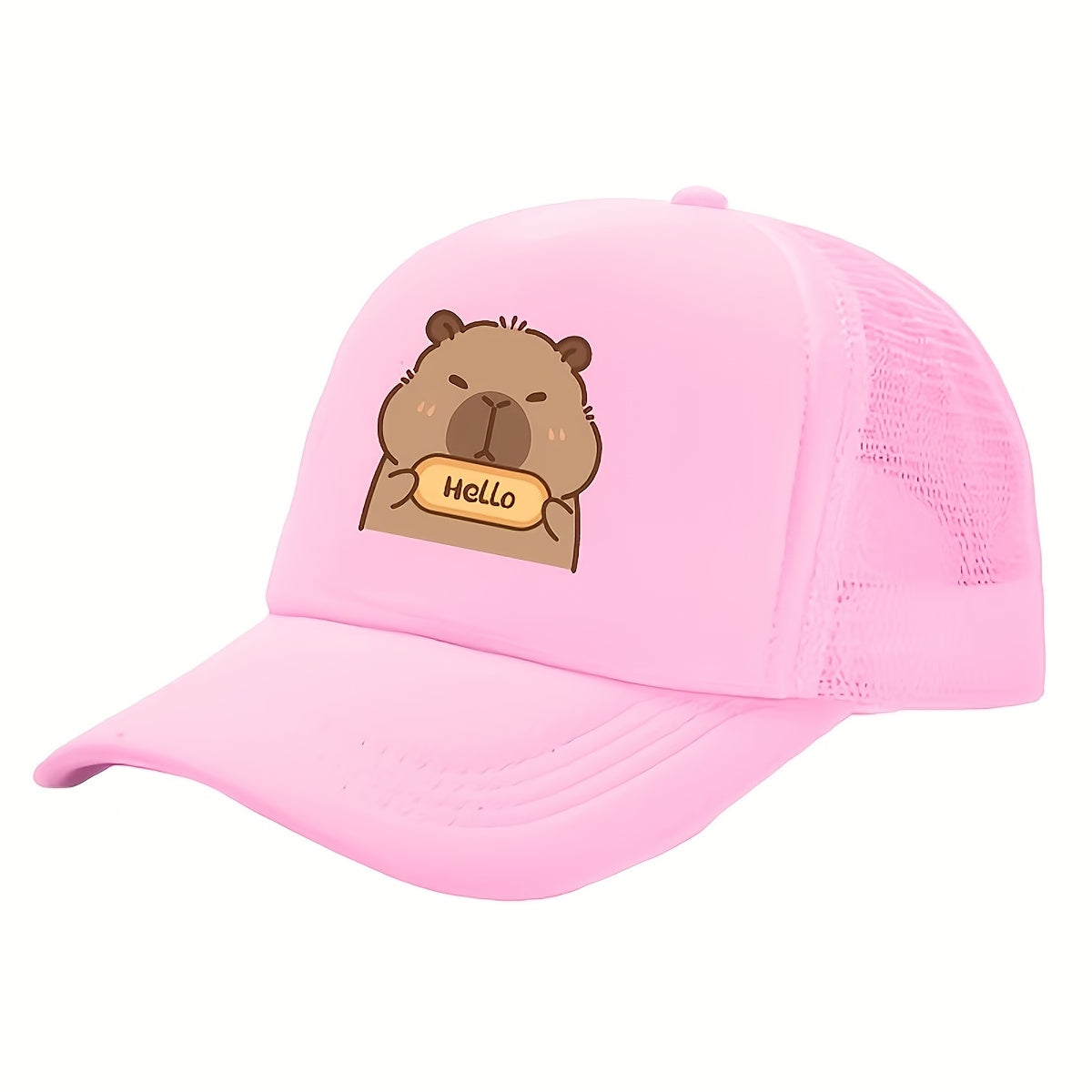Kids' Cartoon Otter Pattern Mesh Sun Cap with Breathable Fabric
