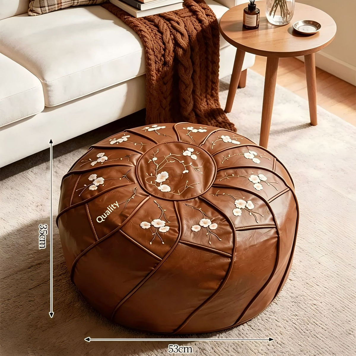 Large-capacity Old-clothing-filled Leather Stool
