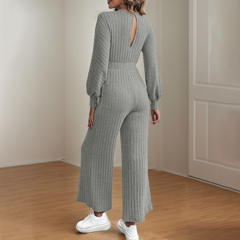 Chic V-Neck Batwing Sleeve Wide Leg Jumpsuit