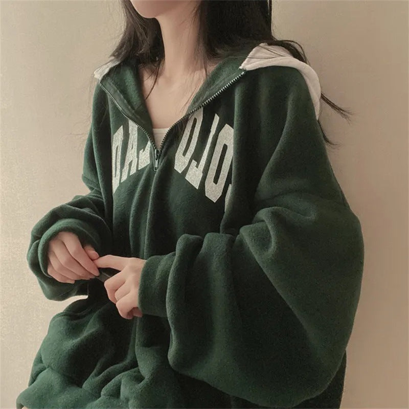Women's Velvet Padded Thickened Winter Hoodie