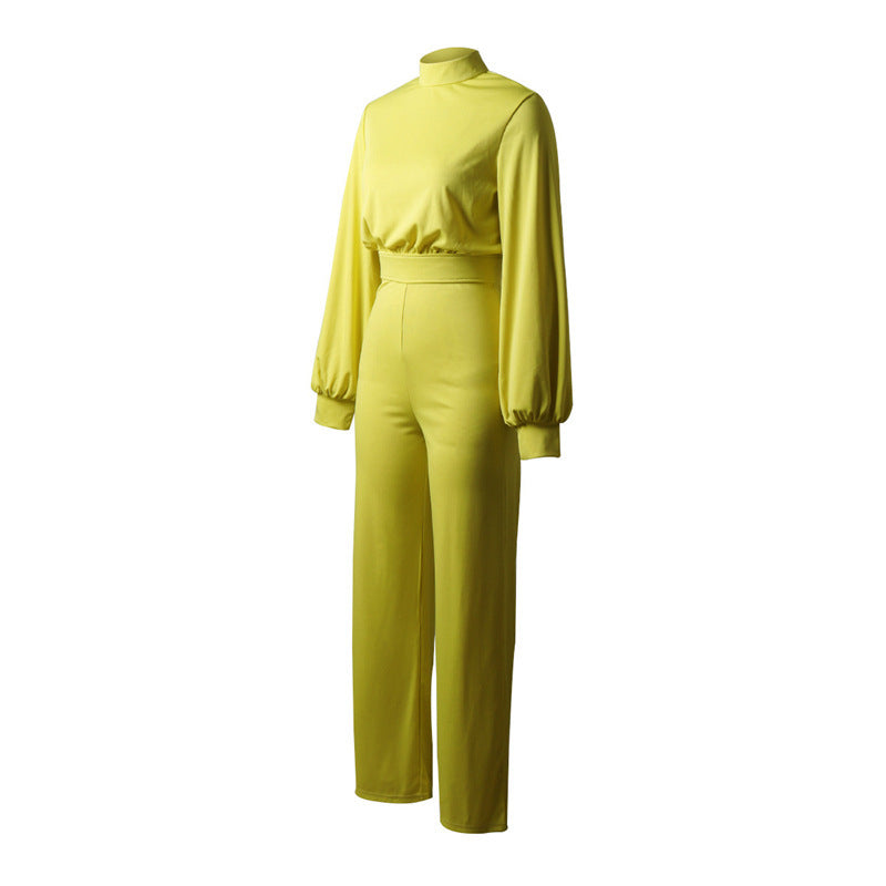 Elegant Women's Wide-Leg Long-Sleeve Jumpsuit