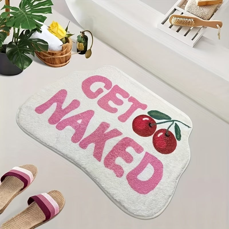 Cartoon Imitation Cashmere Rug with Letters and Fruits Absorbent Bathroom Floor Mat