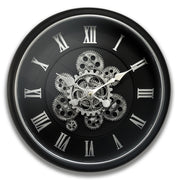 18 Inch Large Real Gears Moving Wall Clock with Glass Cover, Steampunk Clock Farmhouse Grandfather Clock Old Fashioned Home Decor Time Piece Big Wall Decorations Industrial Favor