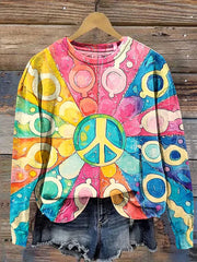 Women's Printed Drop-Shoulder Casual Pullover Sweater