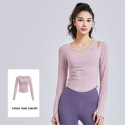 Hollow Ruched Slim-Fit Pilates & Yoga Top