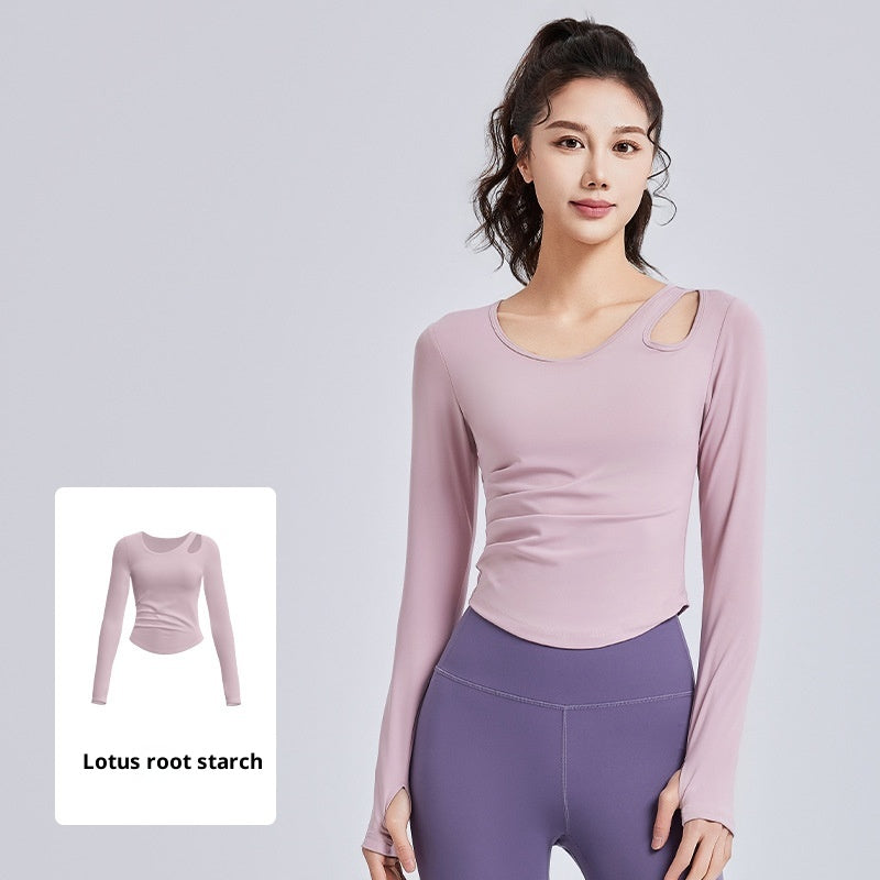 Hollow Ruched Slim-Fit Pilates & Yoga Top