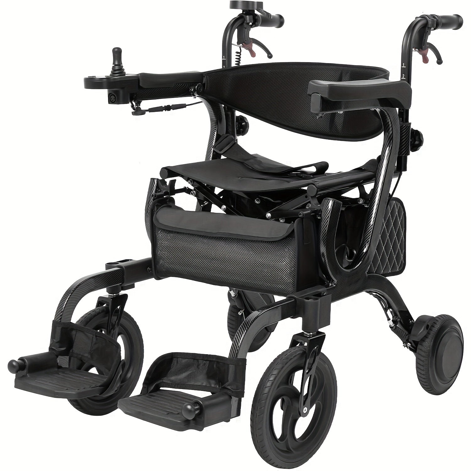 4-in-1 Electric Wheelchair and Rollator Walker Combo with Detachable Footrests, Foldable Lightweight Design, 10‑inch Wheels for Seniors and Adults