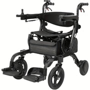 4-in-1 Electric Wheelchair and Rollator Walker Combo with Detachable Footrests, Foldable Lightweight Design, 10‑inch Wheels for Seniors and Adults