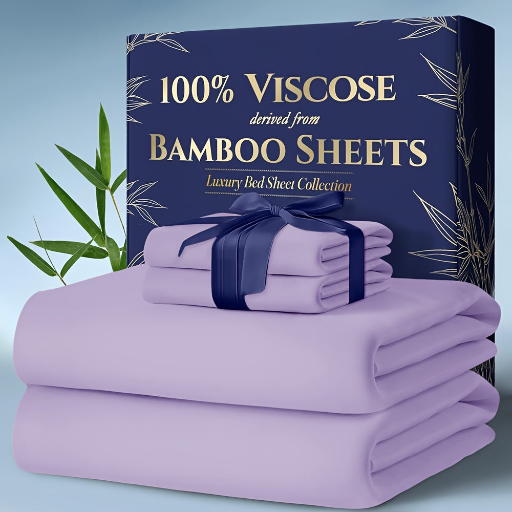 Cooling Bed Sheets King Sets - Luxurious & Ultra-Soft King Size Cooling Sheets for Hot Sleepers - Comfortable & Cool, Bamboo Blend Sheets King Size/Deep Pockets -Home Christmas Decorations