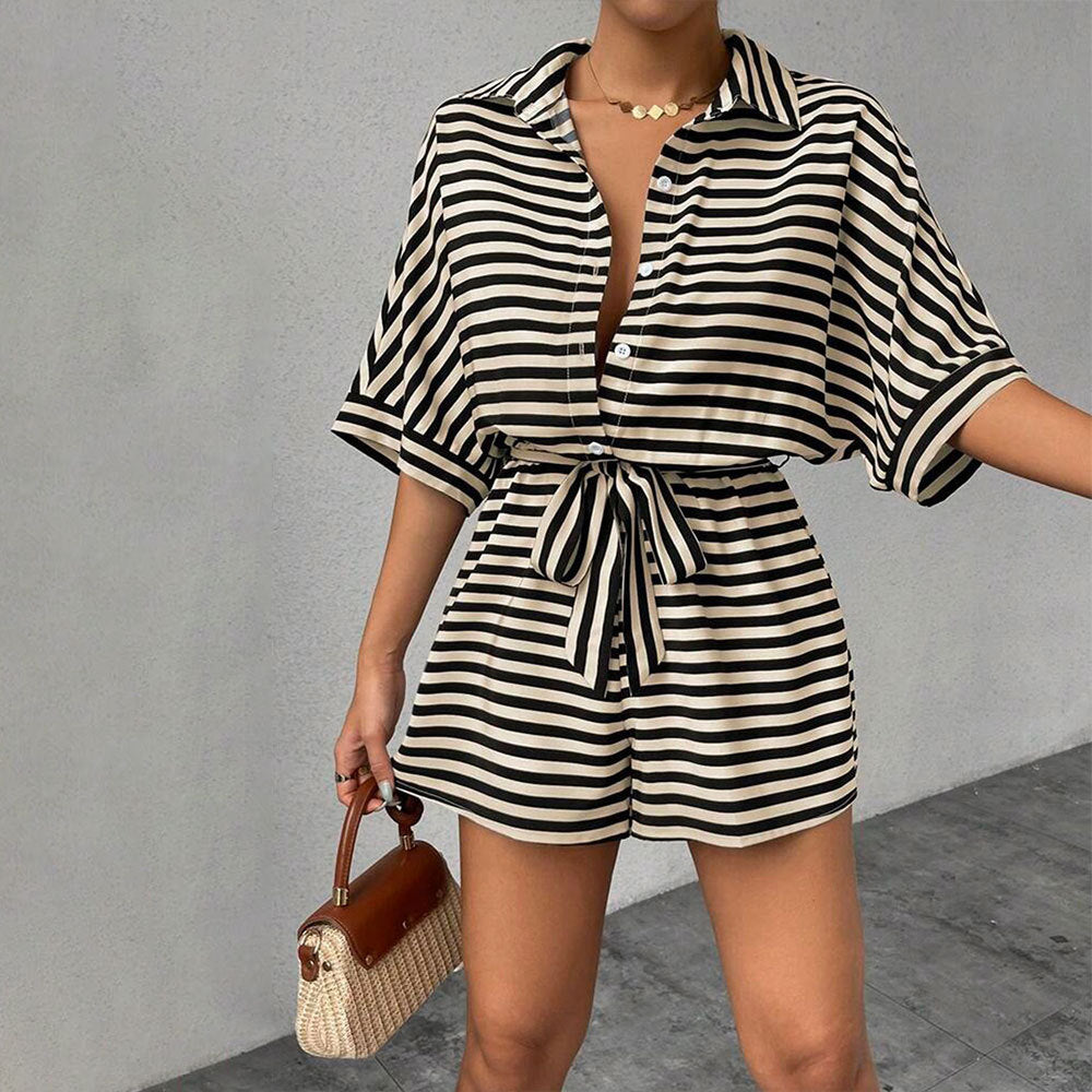 Women's Casual Striped Loose Jumpsuit Romper