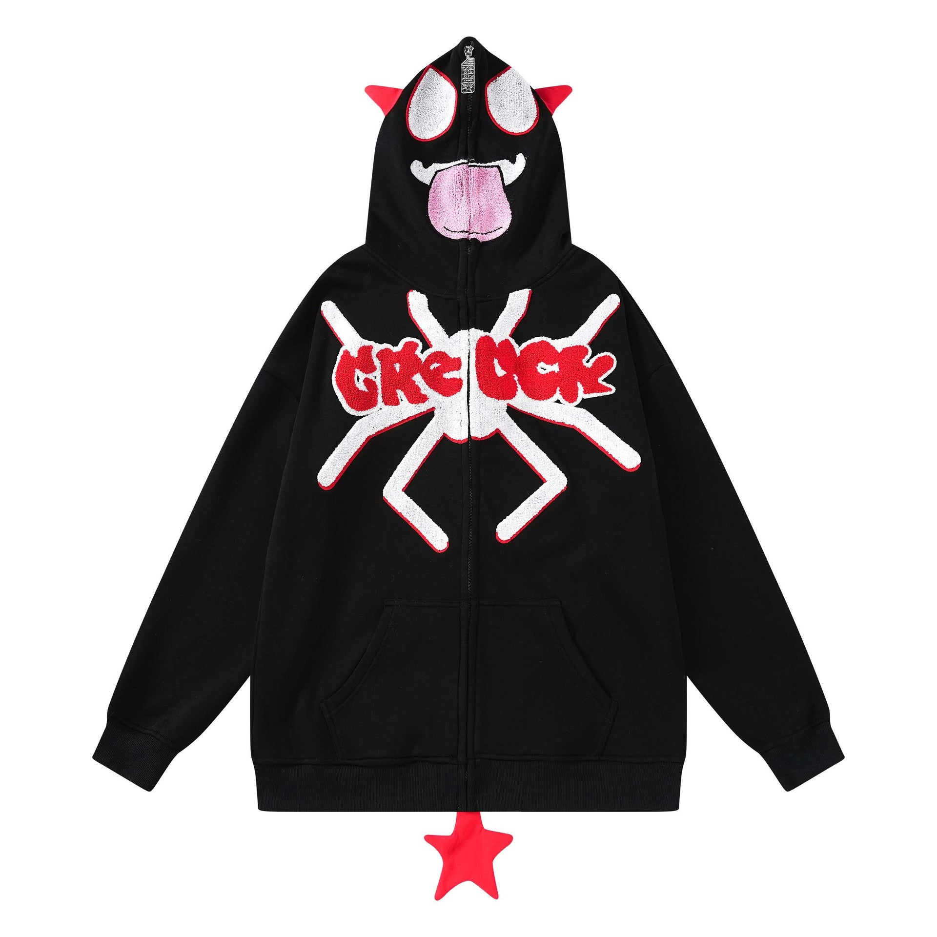 Cute Spider Embroidery Hooded Cardigan Sweater