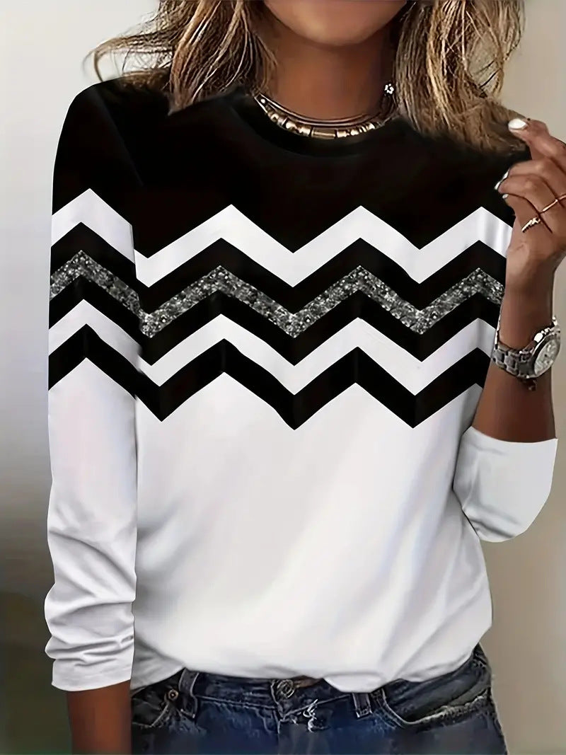 Trendy 3D Digital Print Casual Long Sleeve T-Shirt