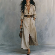 V-neck Long Shirt Dress for Women