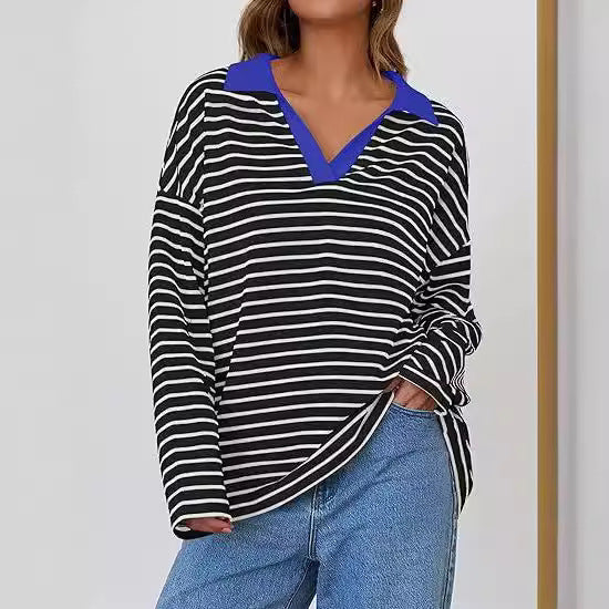 Casual Colorblock Embroidered Lantern Sleeve Pullover Sweatshirt