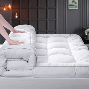 Thick Mattress Topper Pad Queen Size, Pillow Top Mattress Topper, Ultra-soft Quilted Cooling Mattress Protector, Suitable For 8-24 Inch Deep Mattresses