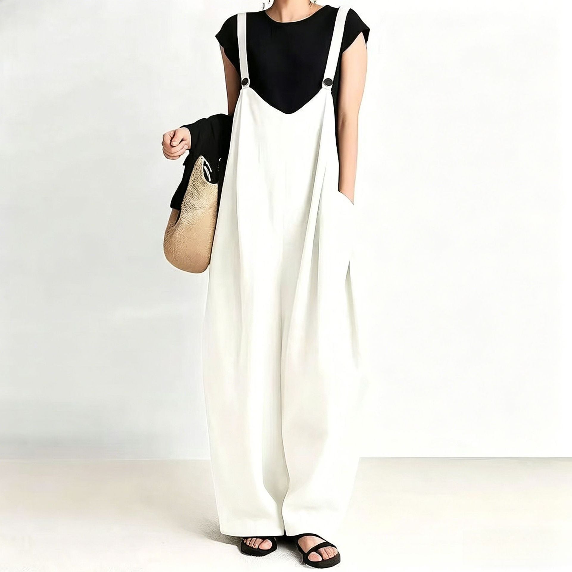 Japanese-Style High-Waist Wide-Leg Casual Overalls