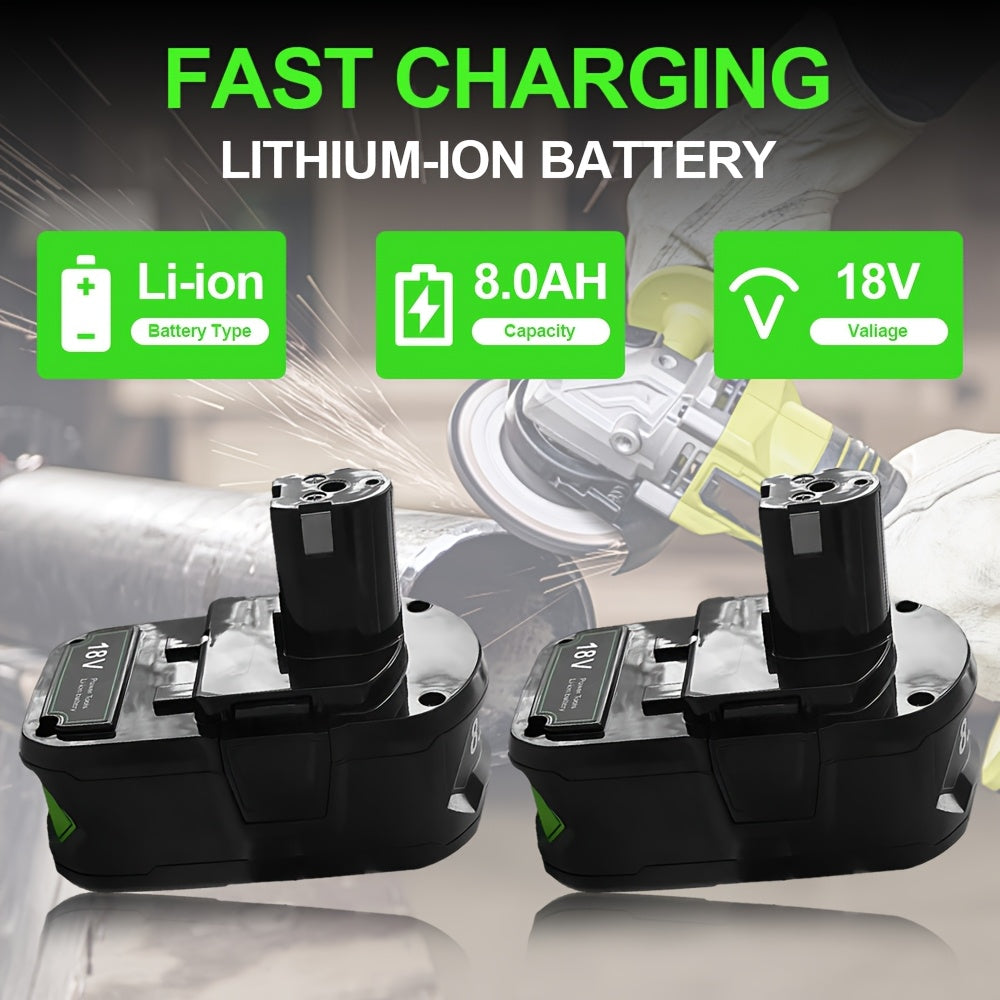 18V 8.0Ah Lithium-Ion Replacement Battery, Universal Fit for 18V ONE+ Plus Power Tools