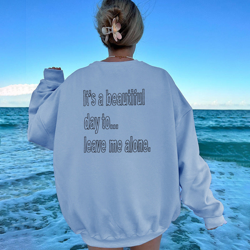 Cozy Embroidered Loose Pullover Sweatshirt