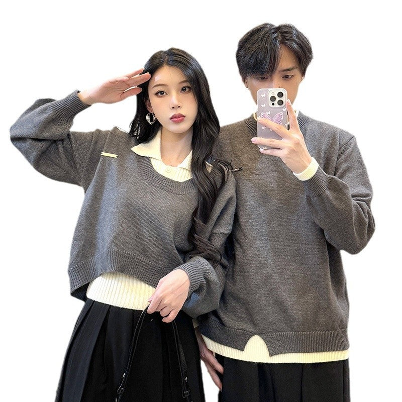 Autumn and Winter Couple Wear Thickening Three-piece Set