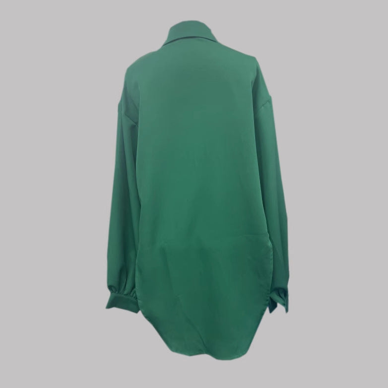 Elegant Long-Sleeve Green Jumpsuit for Chic Commuting