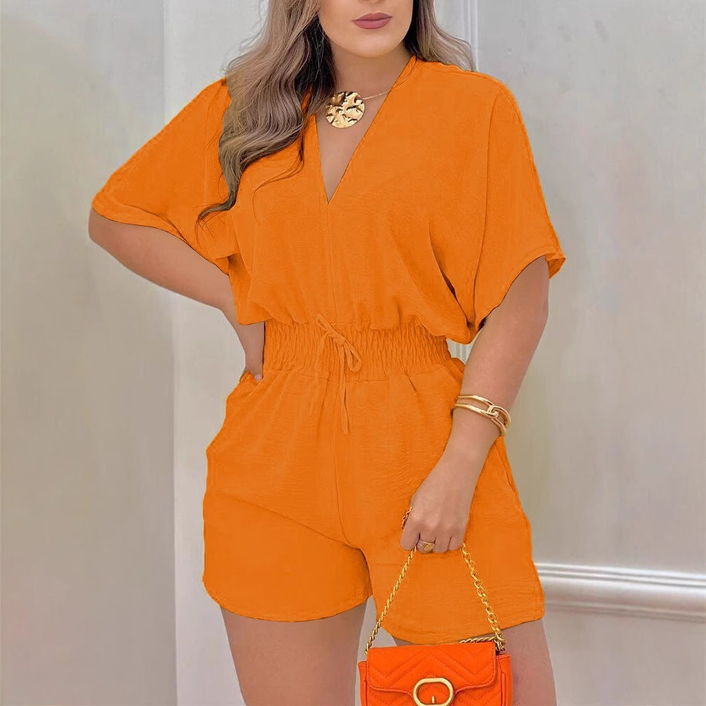 Elegant V-Neck Ruffled Casual Jumpsuit for Women
