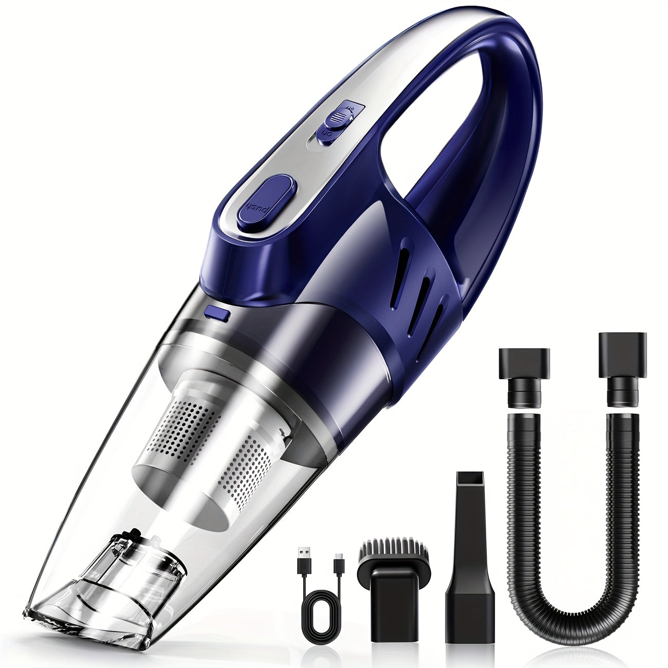 6000PA Handheld Car Vacuum Cleaner, 2000mAh Battery, Low Noise, Large Capacity, 5 Attachments – Pink