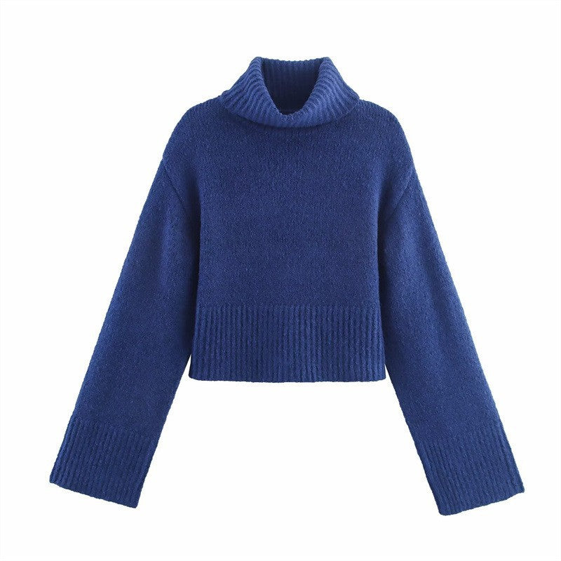 Winter New Graceful and Fashionable High Lapel Long Sleeve Pullover Sweater