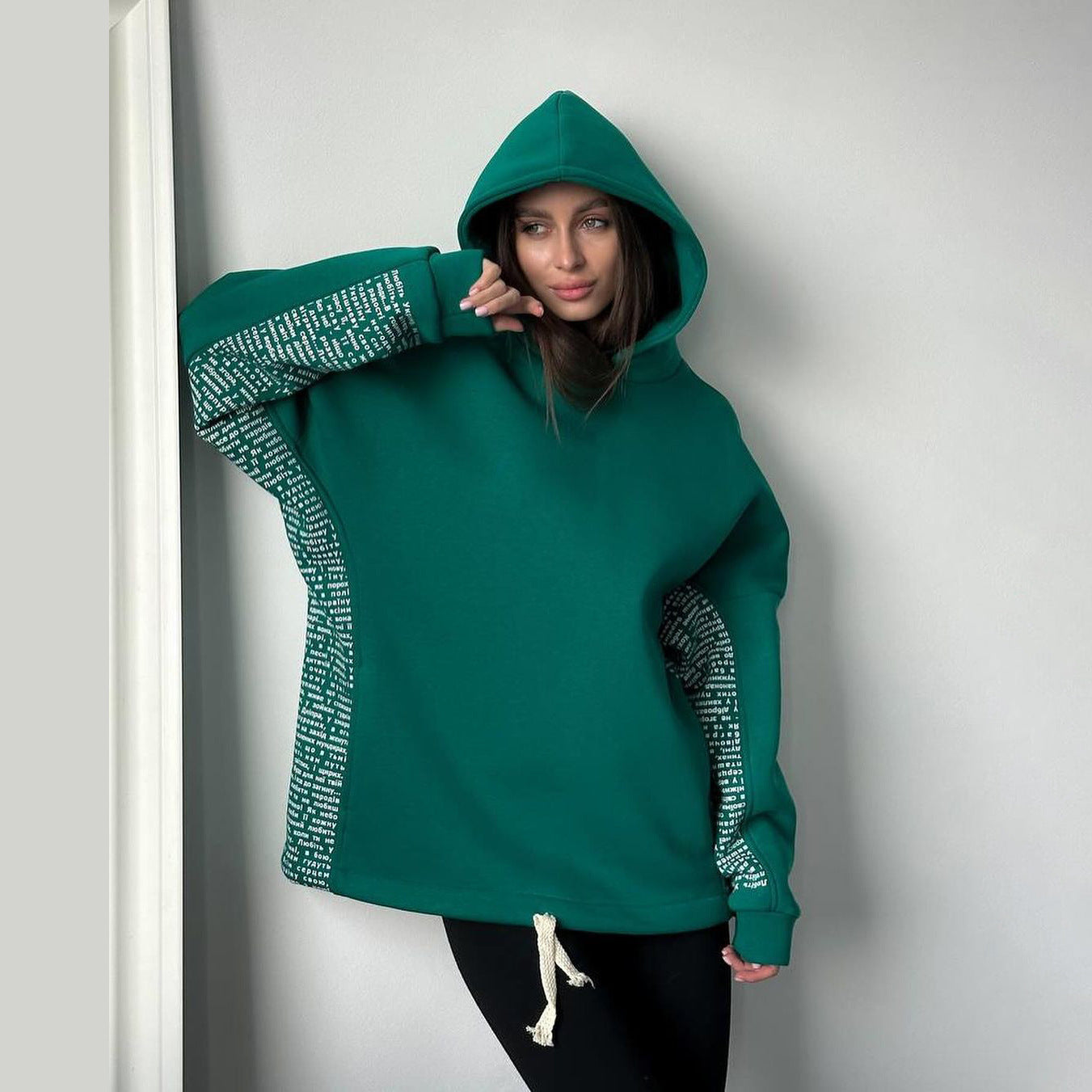 Women's Trendy Cuff Letter Print Hoodie Sweatshirt