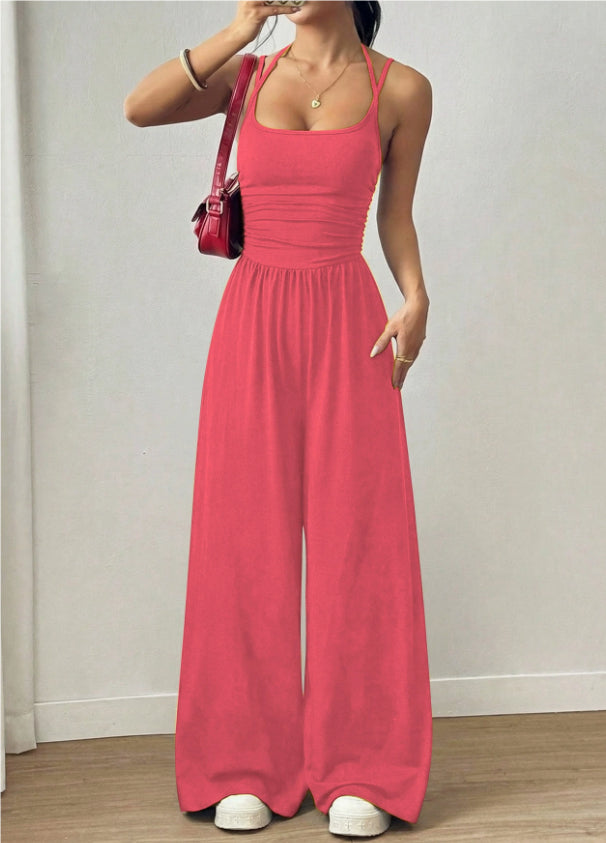 Elegant Black Wide-Leg Camisole Jumpsuit for Women