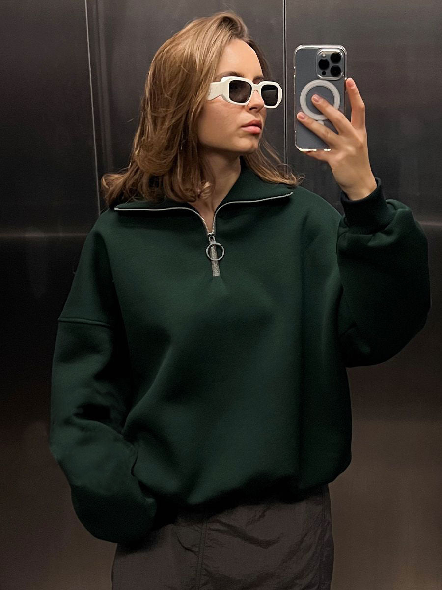 Women's Casual Zip-Up Hoodie & Loose Sweatshirt