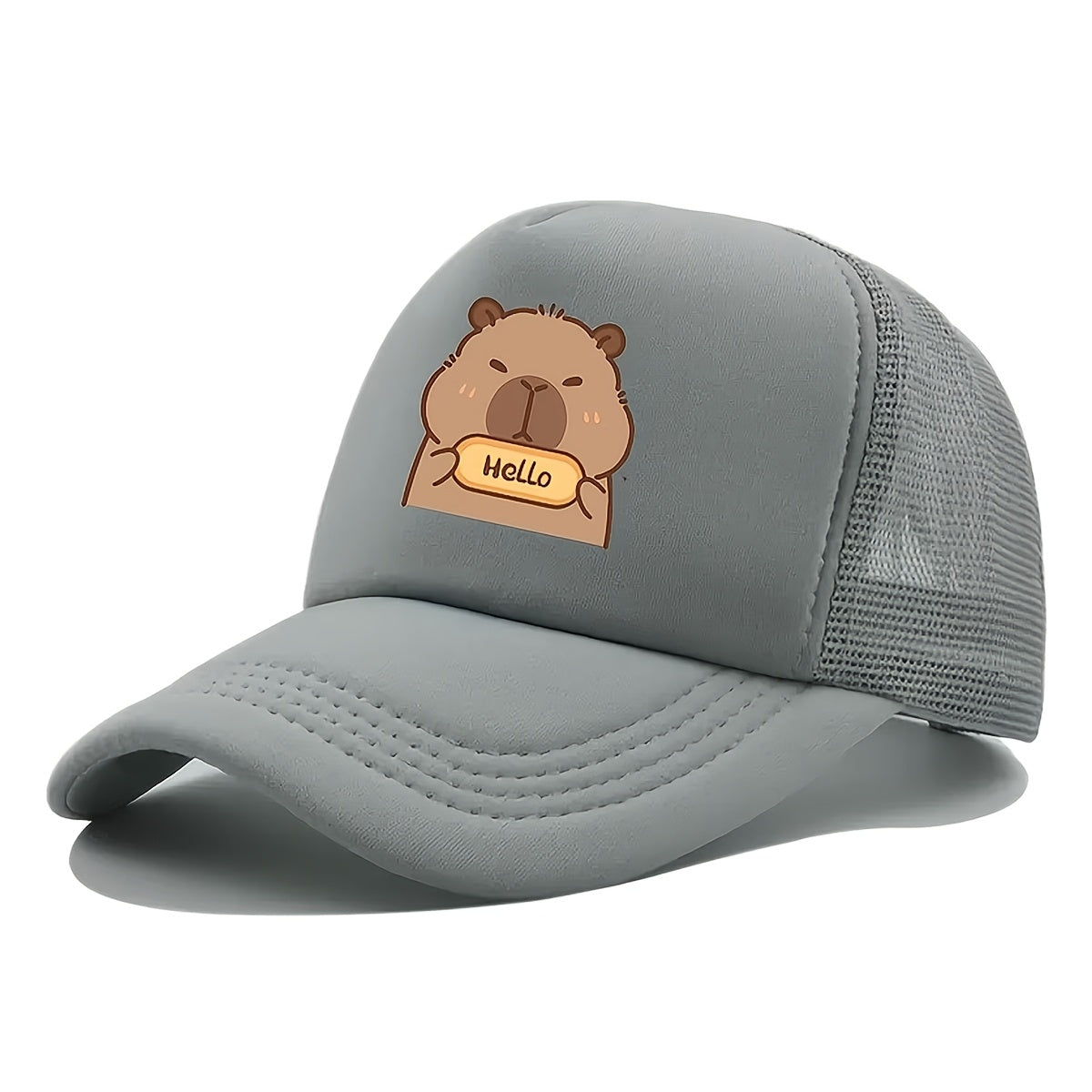 Kids' Cartoon Otter Pattern Mesh Sun Cap with Breathable Fabric