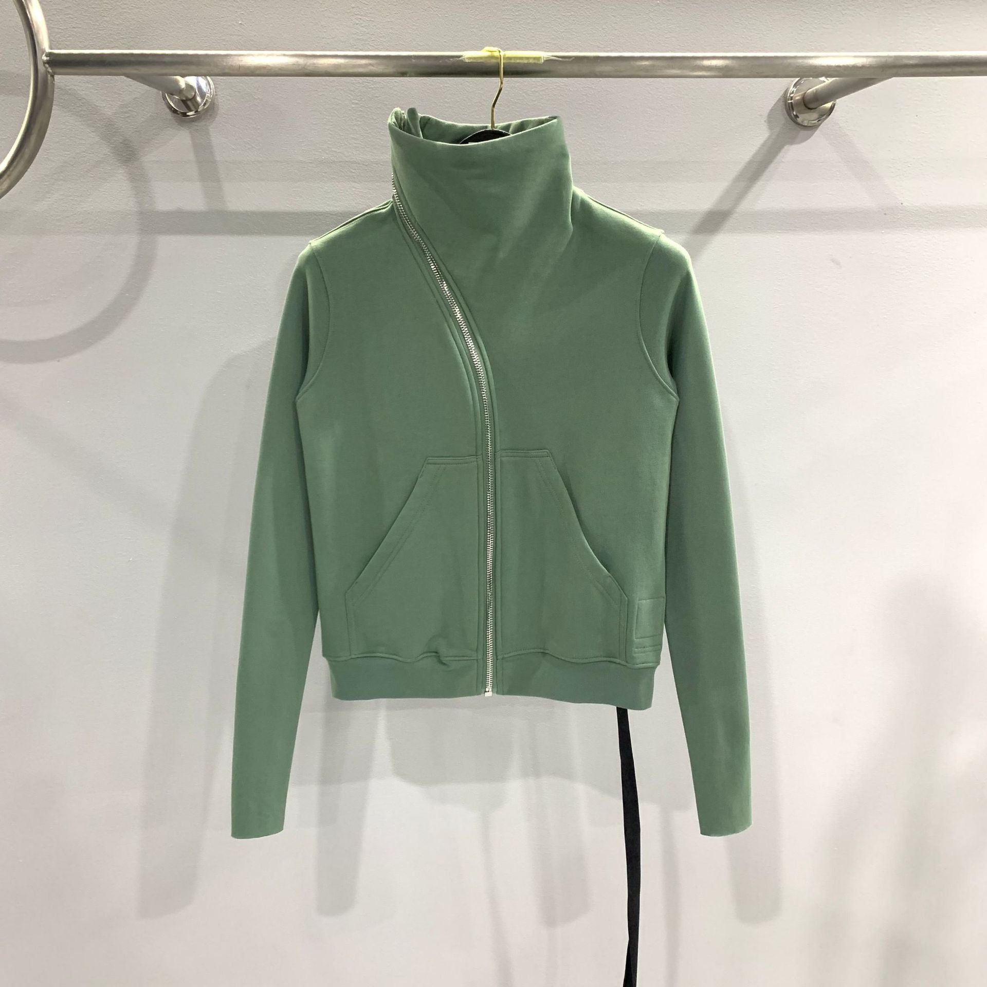 Edgy Oblique Zip Turtleneck Cotton Sweater Coat