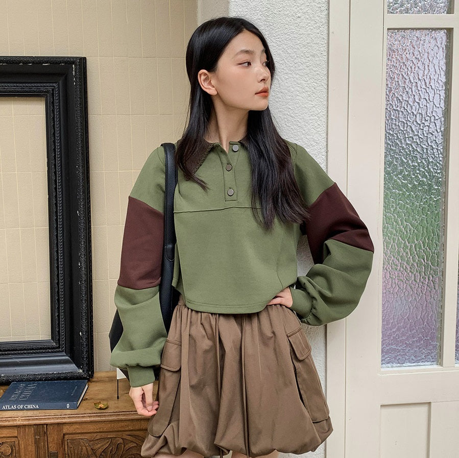 Women's Korean Style Color-Block Loose Knit Sweater