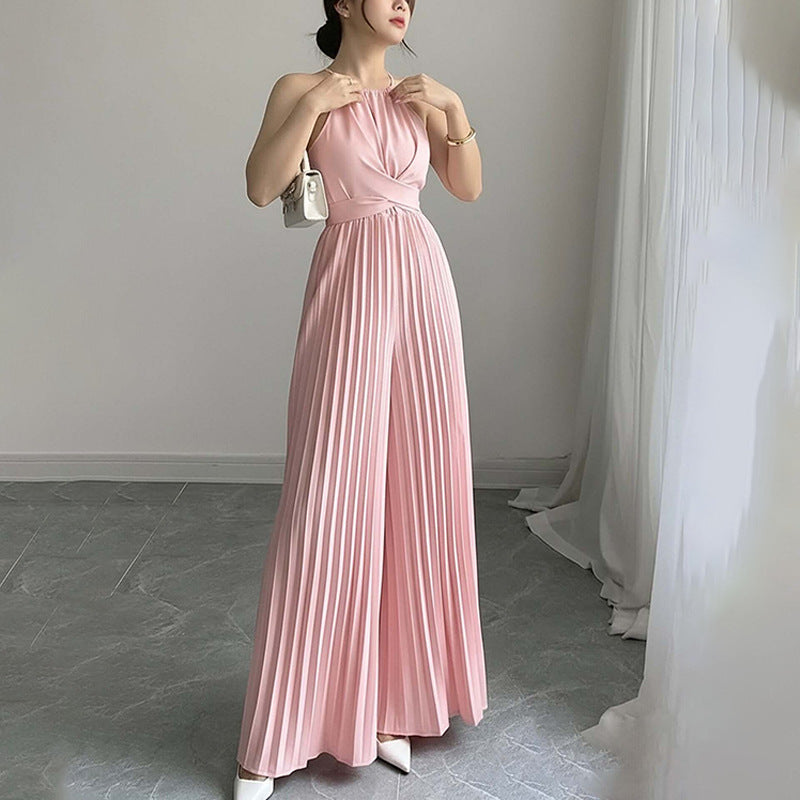 Elegant High-Waist Wide-Leg Solid Jumpsuit