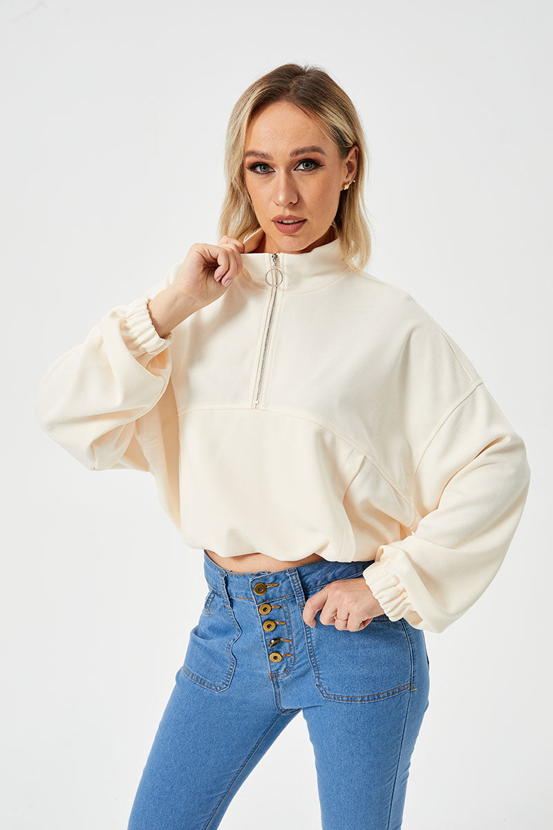 Women's Loose Casual Half-Zip Sweatshirt