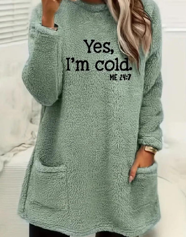 Cozy Letter Print Long Sleeve Crewneck Sweatshirt for Women