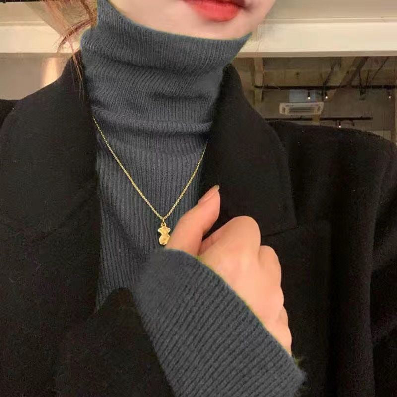 Slim Fit Turtleneck Base Thick Sweater for Women