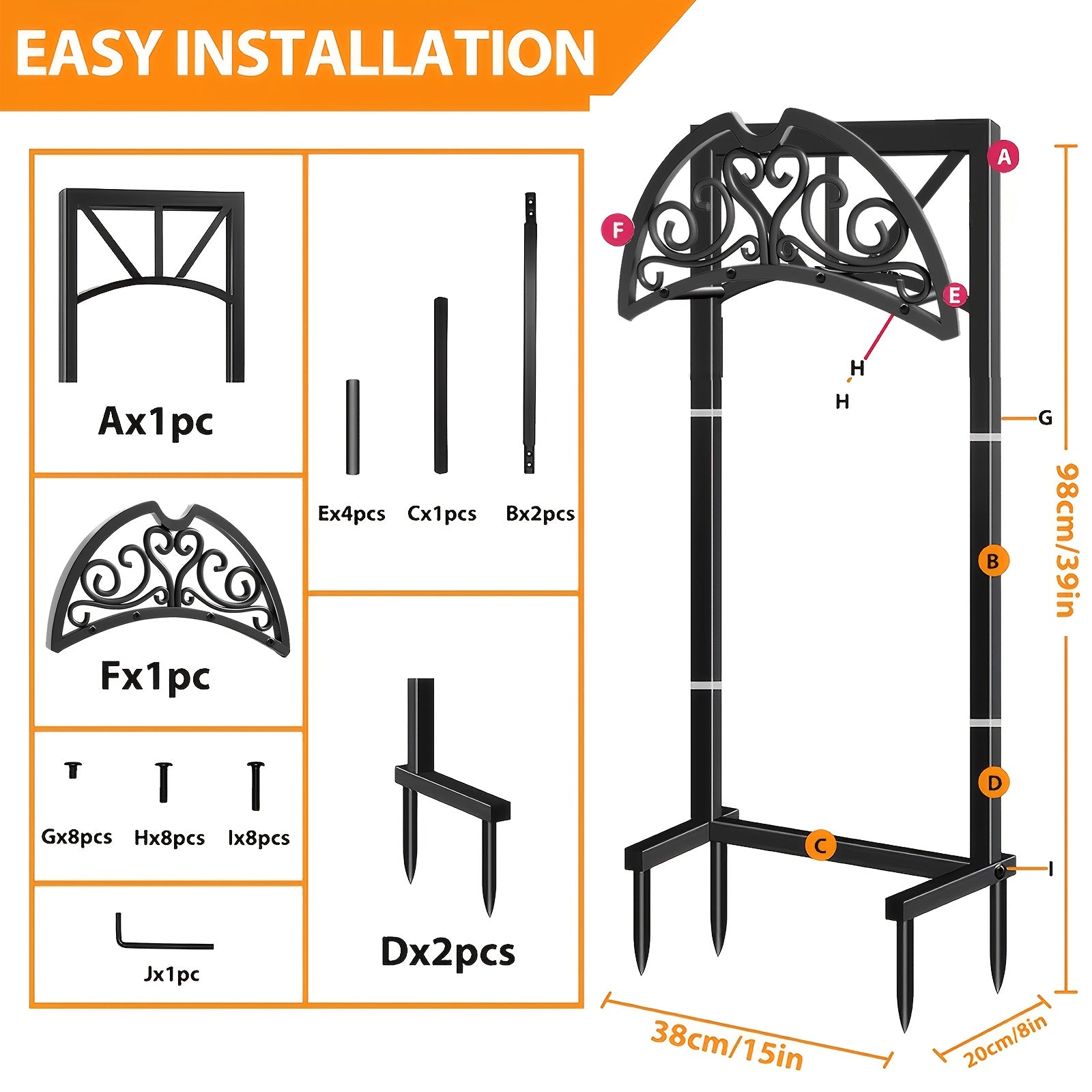 Heavy-Duty Black Metal Garden Hose Holder with Spikes