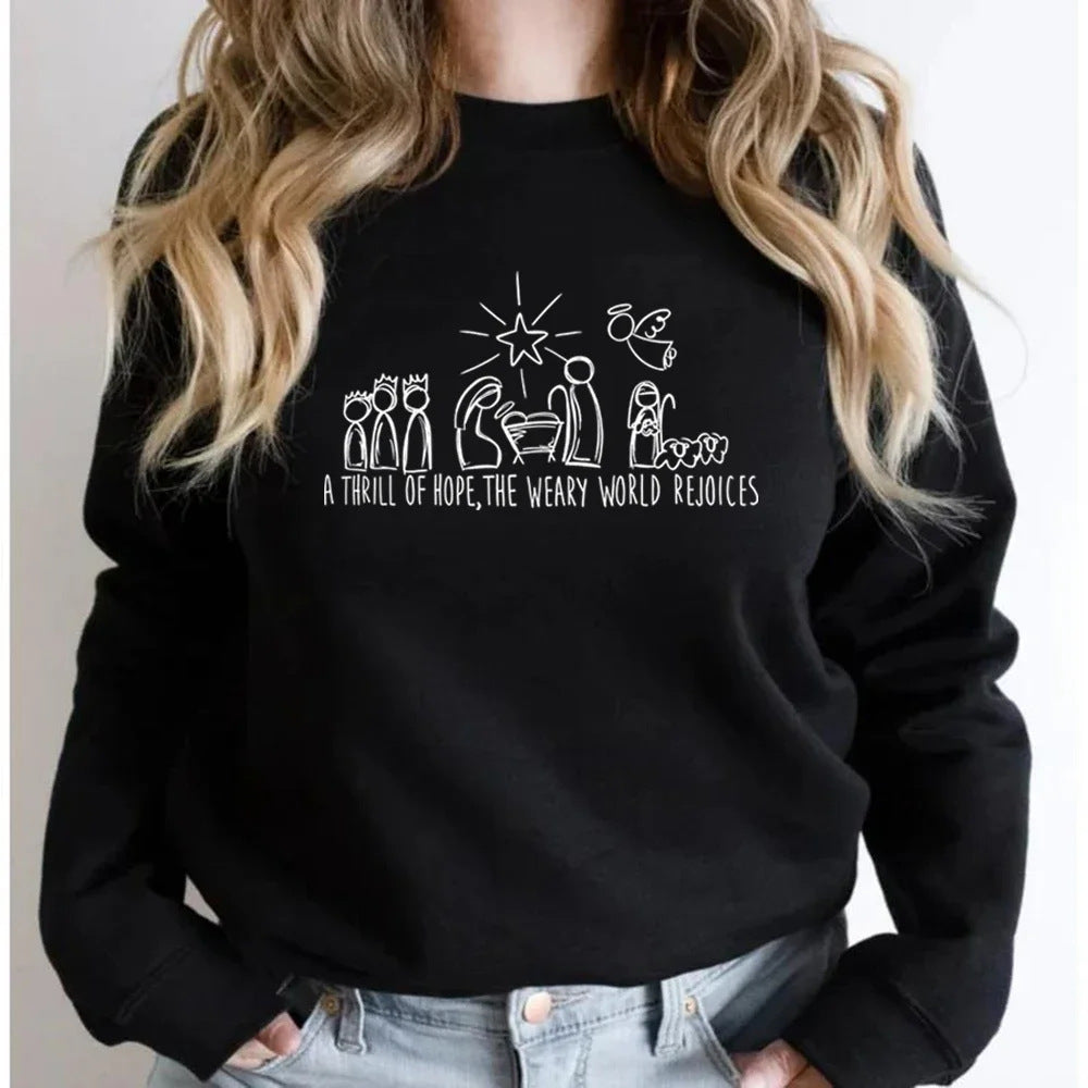 Christian Nativity Scene Christmas Sweatshirt Faith Sweater